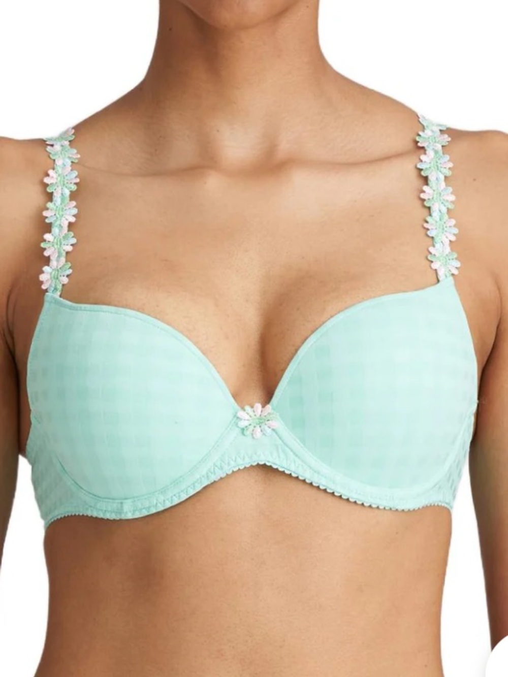 Marie Jo Avero padded heart-shaped bra features iconic daisy-embroidered straps